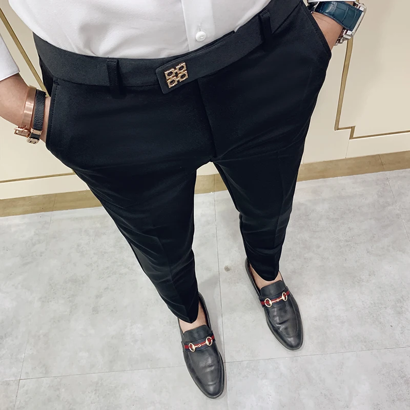 Брюки Pantalones мужские черно-серые Новинка лета 2020 облегающие повседневные брюки