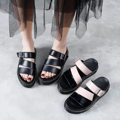 

Punk Dark Platform Sandals Women Wear Sandals With A Buckle Beach Sandals Fresh Wild Slippers