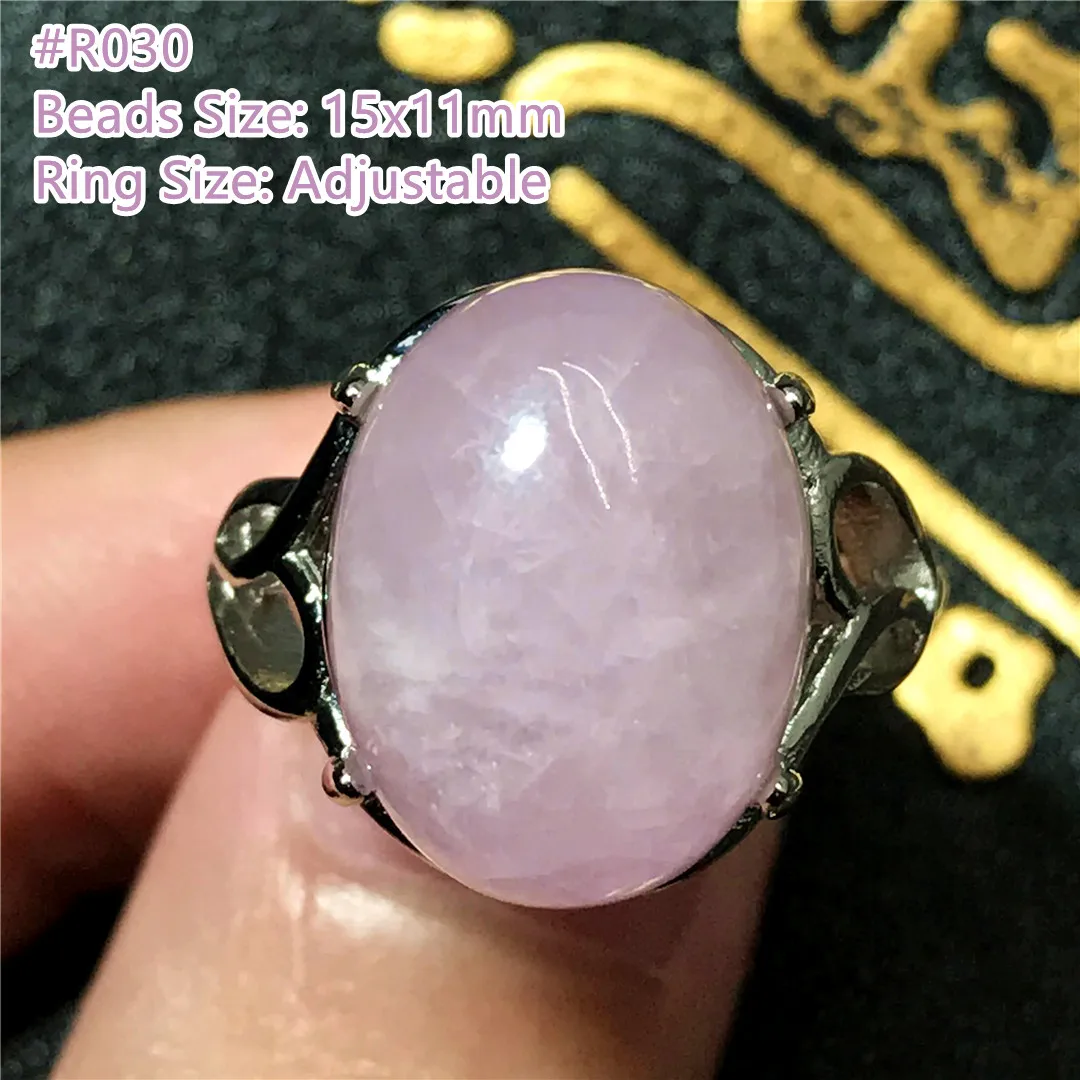 

Кольцо из натурального фиолетового кунцит для женщин и мужчин, подарок на удачу, с кристаллами, серебряные бусины 15 х11 мм, кошачий глаз, драг...