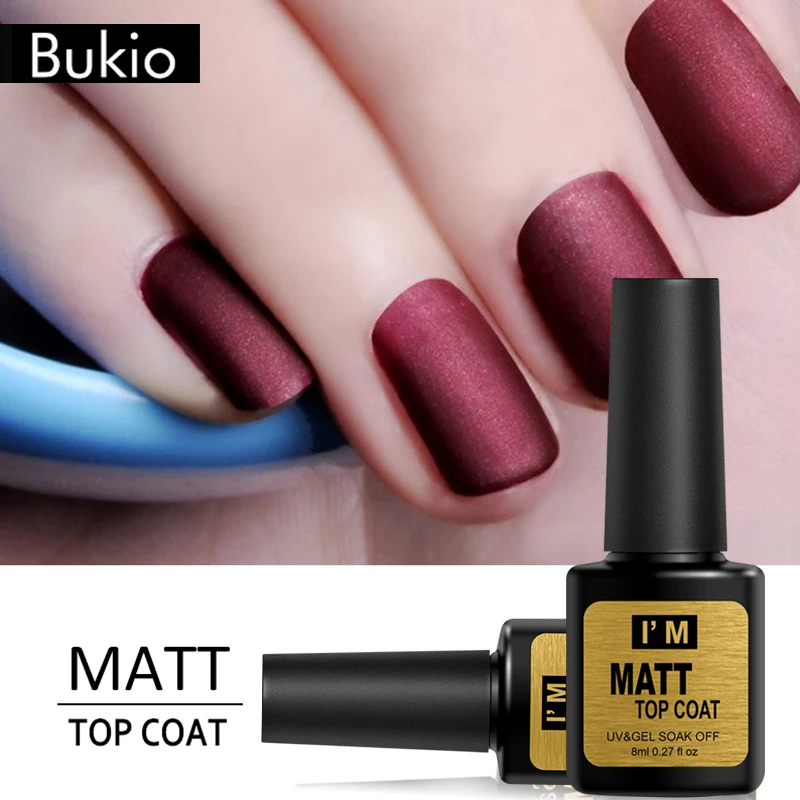 Bukio 8 мл Матовый верхний слой матовый лак для ногтей замачиваемый УФ светодиодный