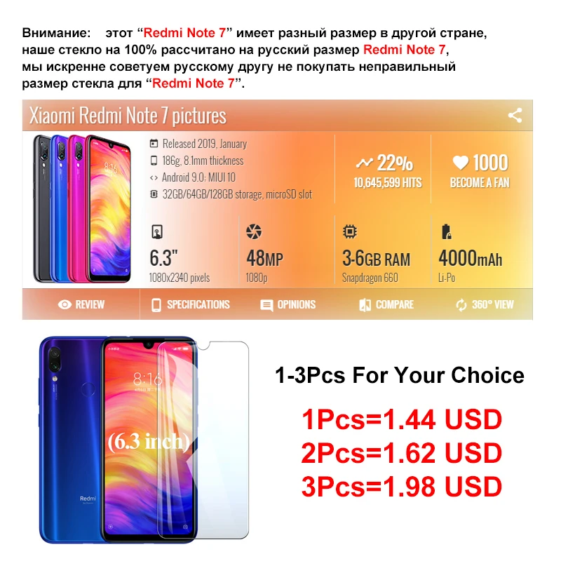 3pcslot protective glass on for xiaomi redmi note 7 tempered xiomi redme note7 screen protector armor xaomi red mi not 7 xiami free global shipping