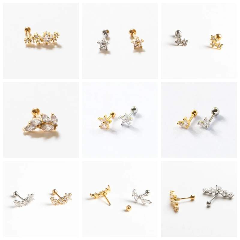 

BOAKO Pendientes плата 925 Серьги для Для женщин 1 шт. цвета: золотистый/решатель Серьги-гвоздики в виде украшения для ушного хряща пирсинг уха натура...