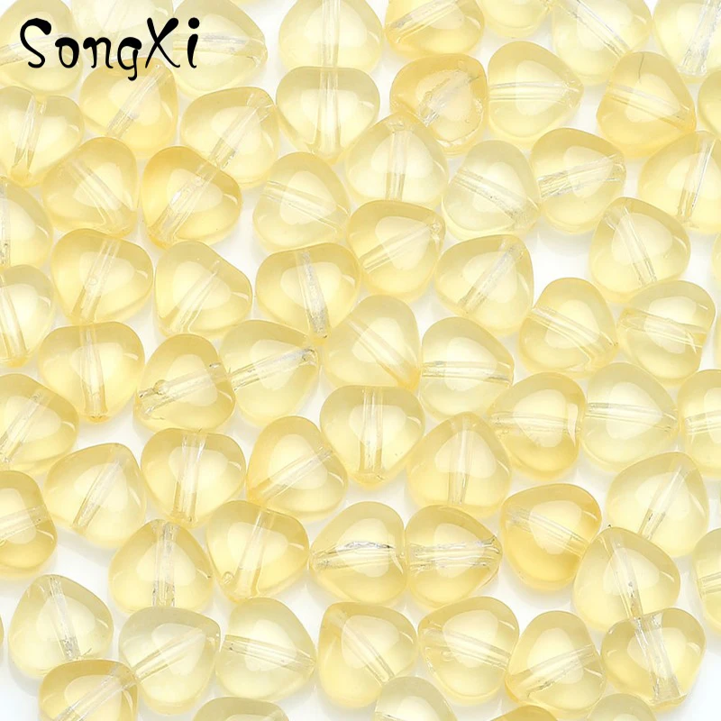 Прозрачные желтые бусины из чешского стекла в форме сердца для рукоделия