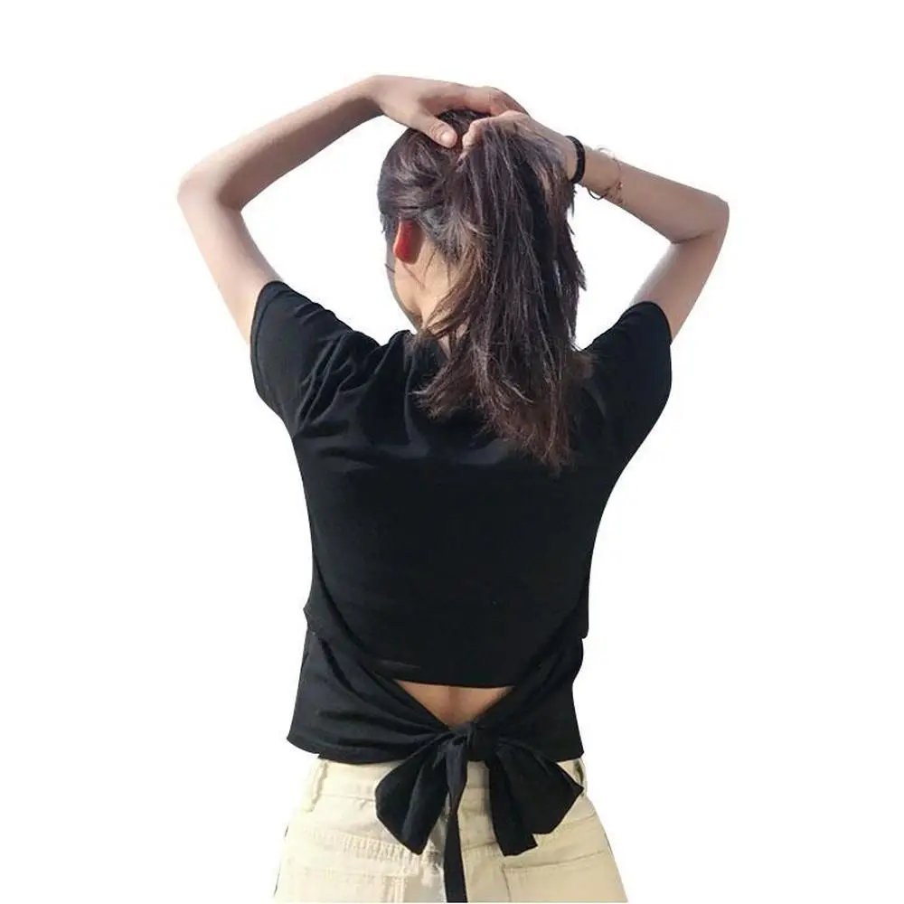 

Short Sleeved T-shirt Women 's Koreanstyle Loose -fit Versatile Celebrity Inspired Top 2020 New Slim O-neck Regular Bow Elegant