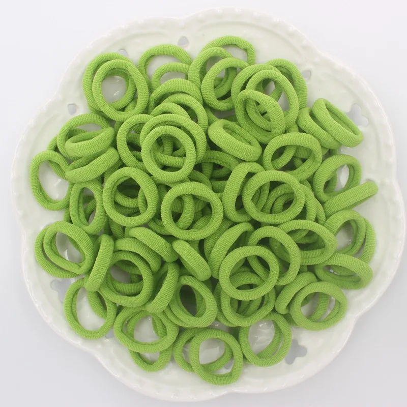 Grass green DIANXIANG, новинка 100 шт./лот, эластичные резинки для волос, для девочек, диаметр головы, 18 мм, аксессуары для волос для детей, трава, зеленая, небесно-голубая, KH9906 - Цвет: Grass green