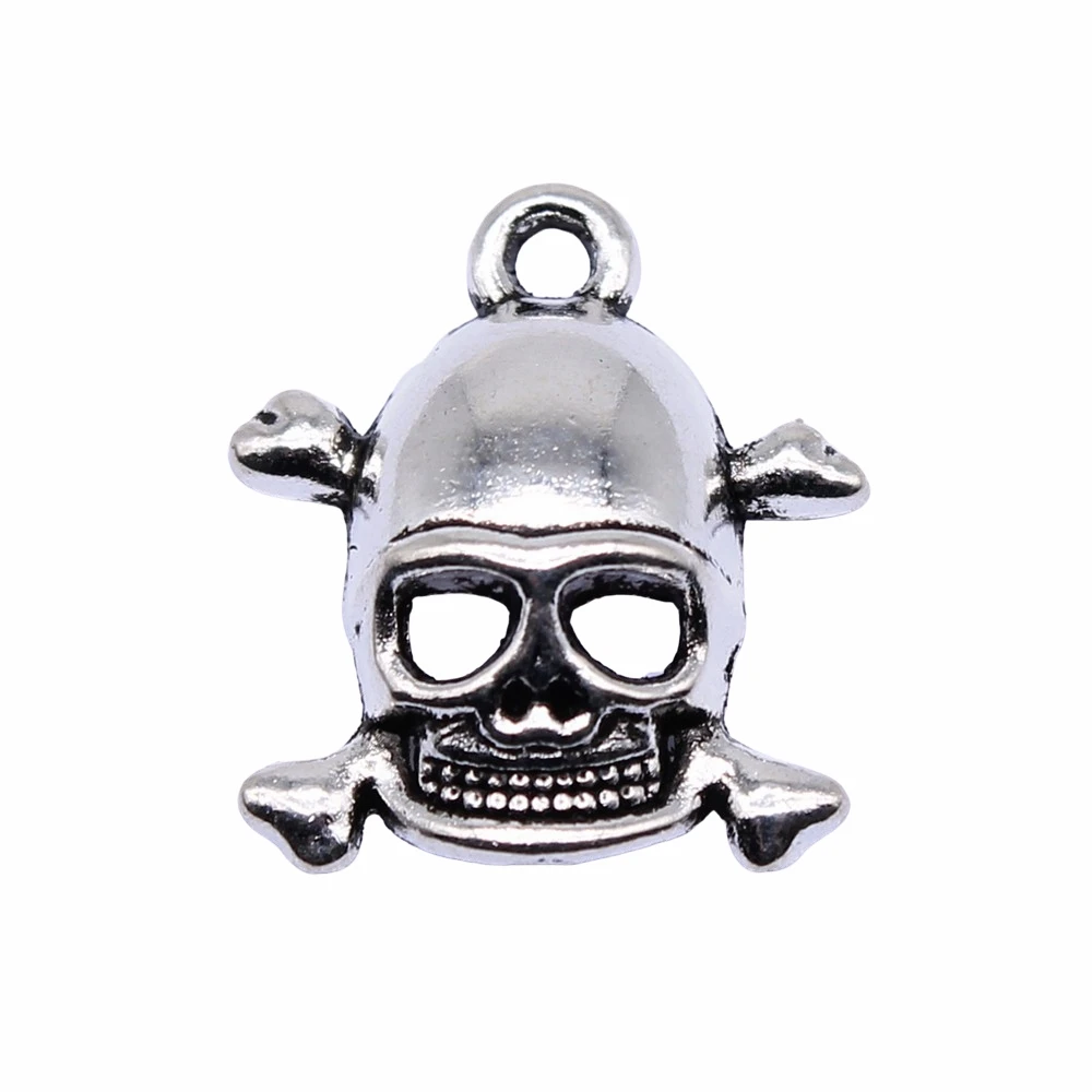 

WYSIWYG 10pcs 20x18mm Antique Silver Color Skull Charms Pendant For Jewelry Making DIY Jewelry Findings