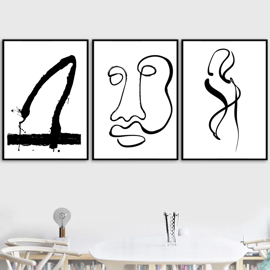 Настенная живопись на холсте черно белые абстрактные скандинавские постеры и
