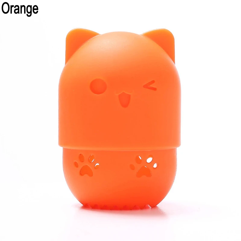 orange 1 шт. в форме кота силиконовый держатель спонжа для макияжа питьевая Косметическая пуховка капсула чехол для переноски красота Подставка для губки инструменты для макияжа - Цвет: orange