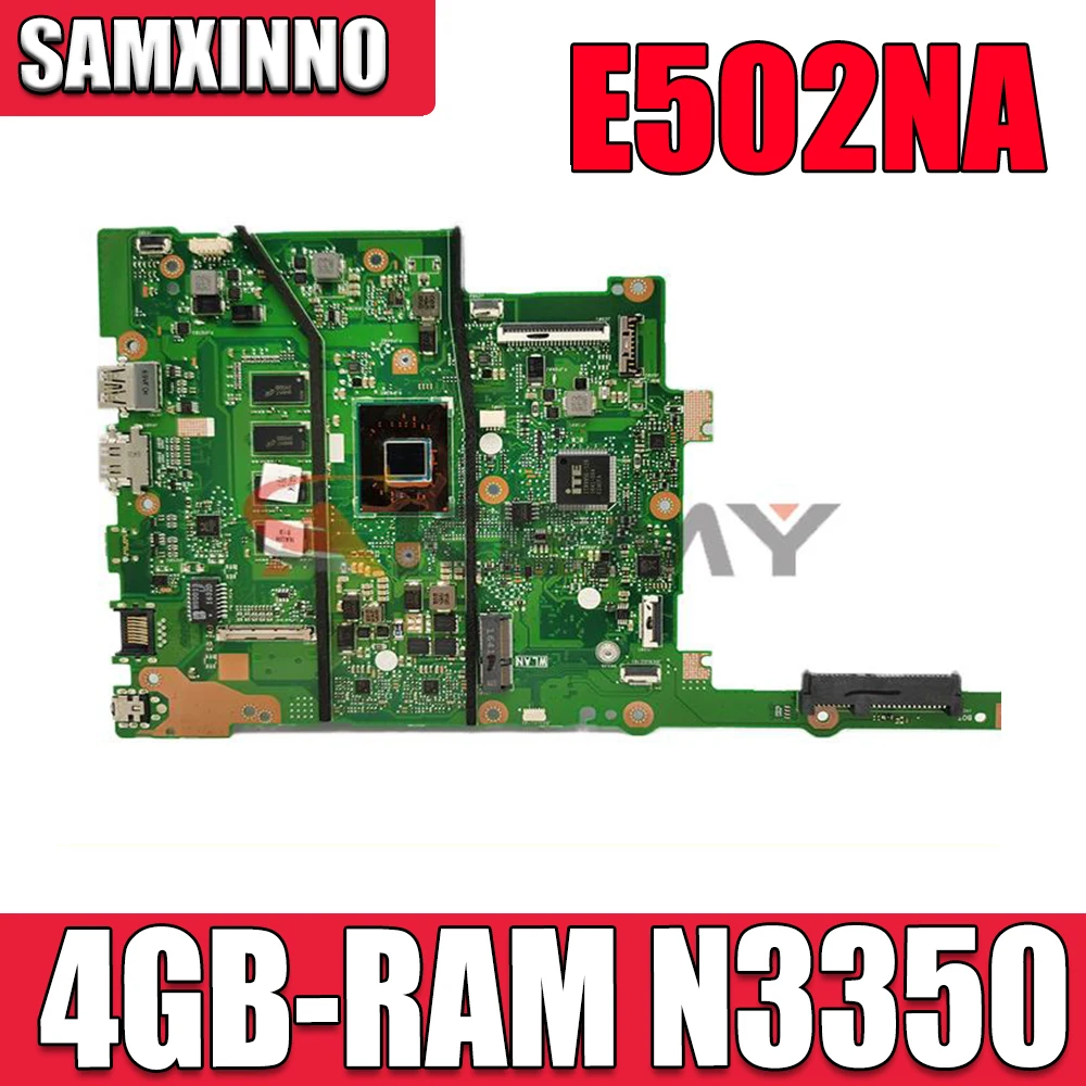 New E502NA Mainboard For ASUS E502N R517N R516N  (15 inch) Laptop motherboard E402NA original mainboard w / 4G RAM N3350 cpu