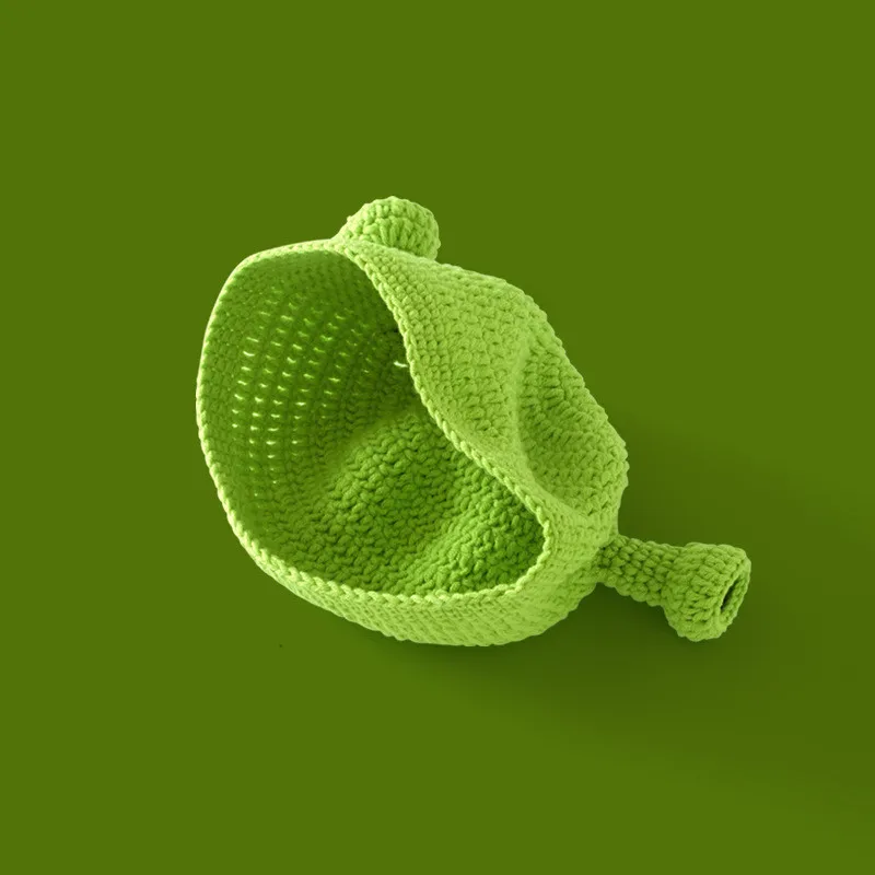 Зеленая Балаклава с ушками шапка изображением монстра Шрека вязаная женская