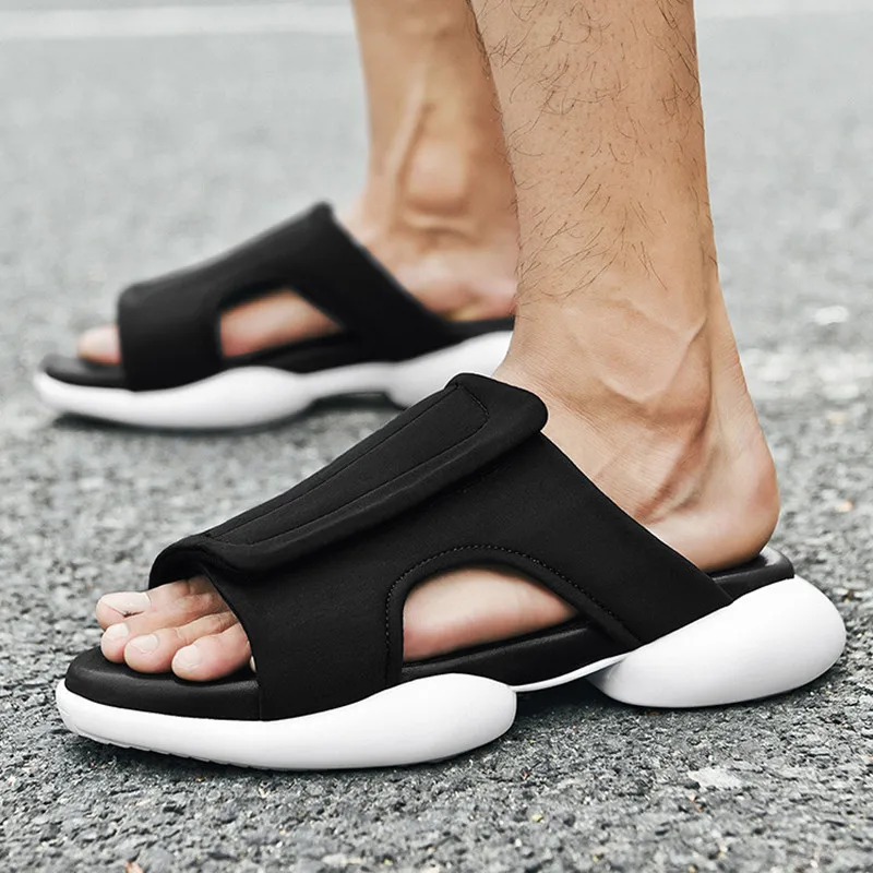 

Summer Mesh Beach Men Slippers Black Mens Fashion Slippers Breathable Casual Beach Shoes Men Comfortable Soft Man Slippers