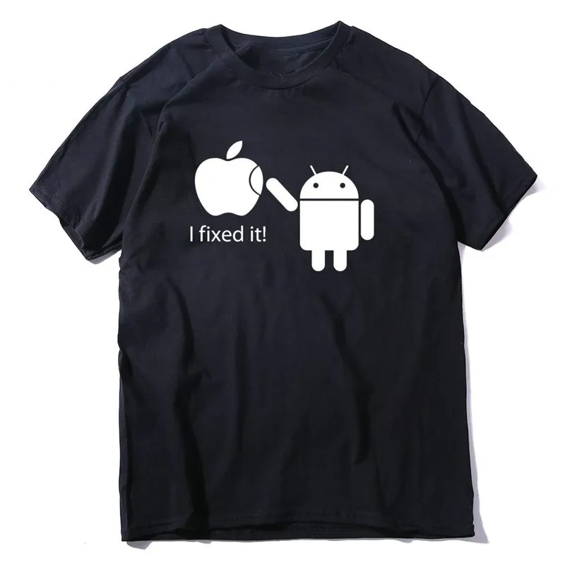 

Funny Android Apple Humor Logo Printed T-Shirt. Summer Cotton Short Sleeve O-Neck Mens T Shirt New S-3XL