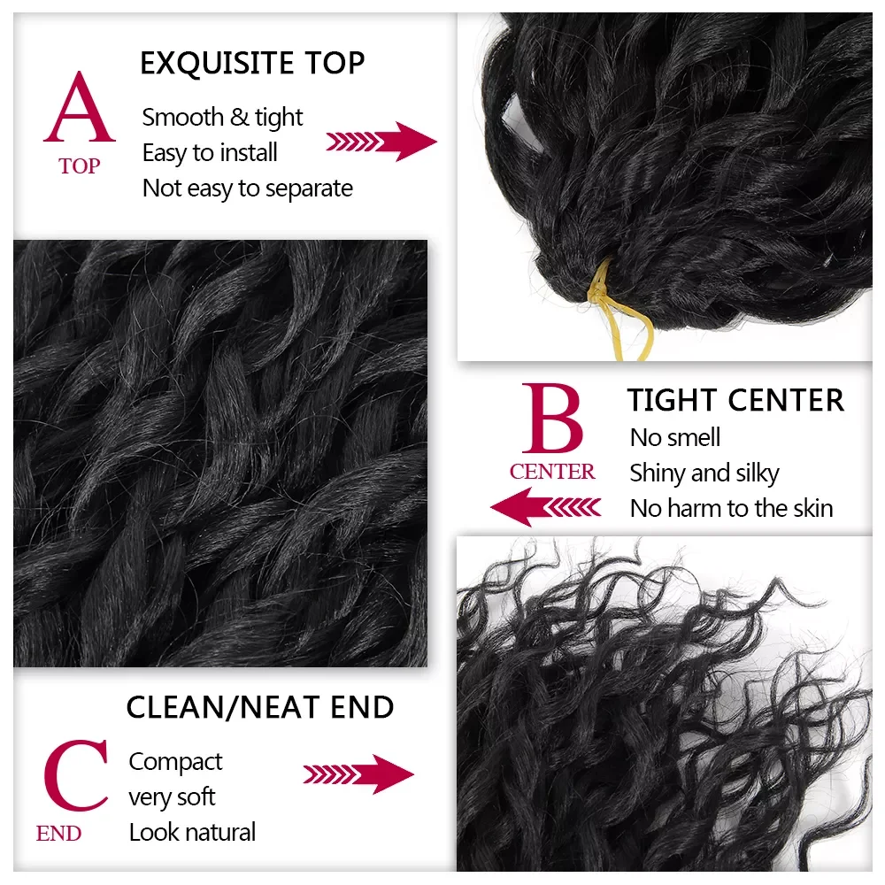 

Afro Curls Synthetic Crochet Hair Braids Yaki Kinky Soft Ombre Loose Wave Hair Extensions 18 inches Black