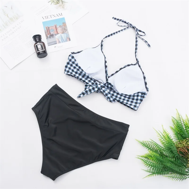 Новинка 2020 сексуальный женский купальный костюм в клетку с принтом крест-накрест