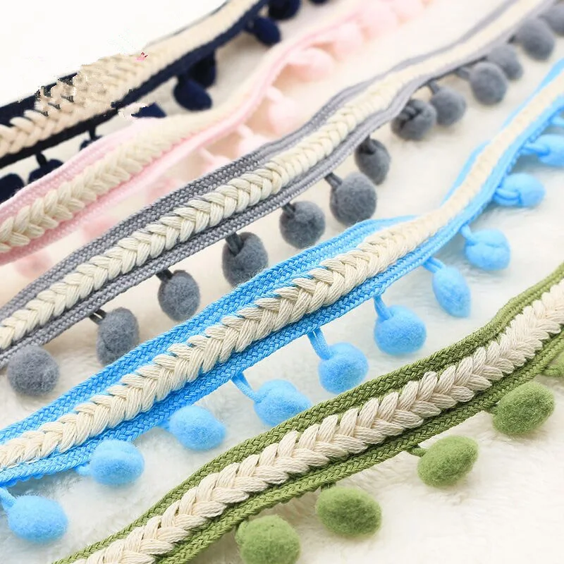 

1yard Vintage Lace Trim Ribbon 1.2cm Pom Pom Ball Fringe Ribbon Crafts Lace Sewing Accessories Decoration DIY Material Apparel