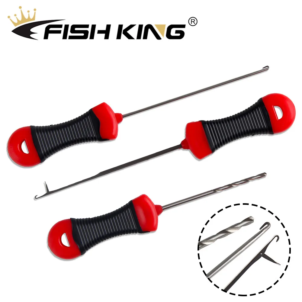 FISH KING Carp Fishing Accessories Boilie Needle Set Kit Tool Stainless Baiting Drill Stringer | Спорт и развлечения