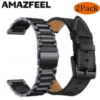 2pcs metal strapgenuine leather band for samsung galaxy watch 3 45mm 41mmactive 2 46mm42mm gear s3 frontier 20 22mm bracelet