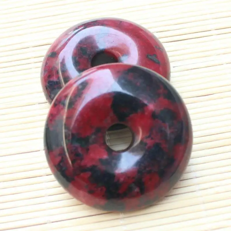 Подвеска-Пончик Из Натурального Красного Цветка Персика нефрита ожерелье для