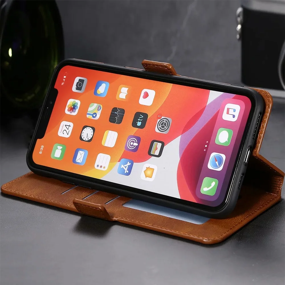 Ultra Thin Leather Flip Cover Wallet Case for iPhone 11 Pro XS Max XR X 8 7 6s 6 Plus 5 5S SE 2020 Card Slots Folio Coque Stand