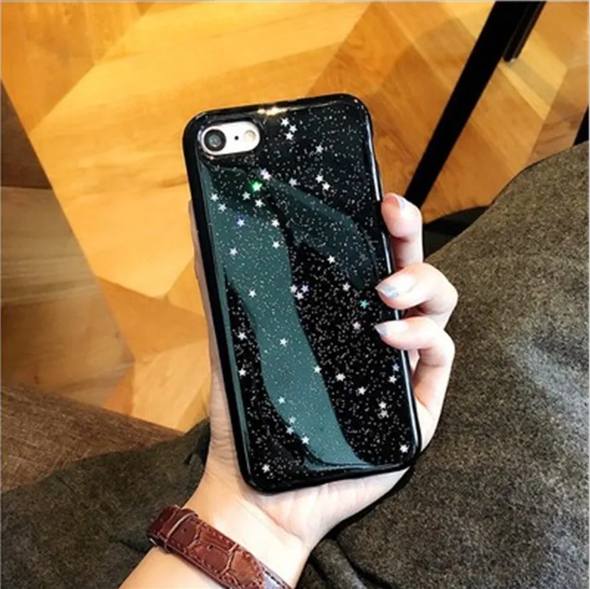 Чехол для iPhone 11 XR 7 8 Pro Max X XS Plus 6 6s ослепительный черный блестящий чехол с маленькой