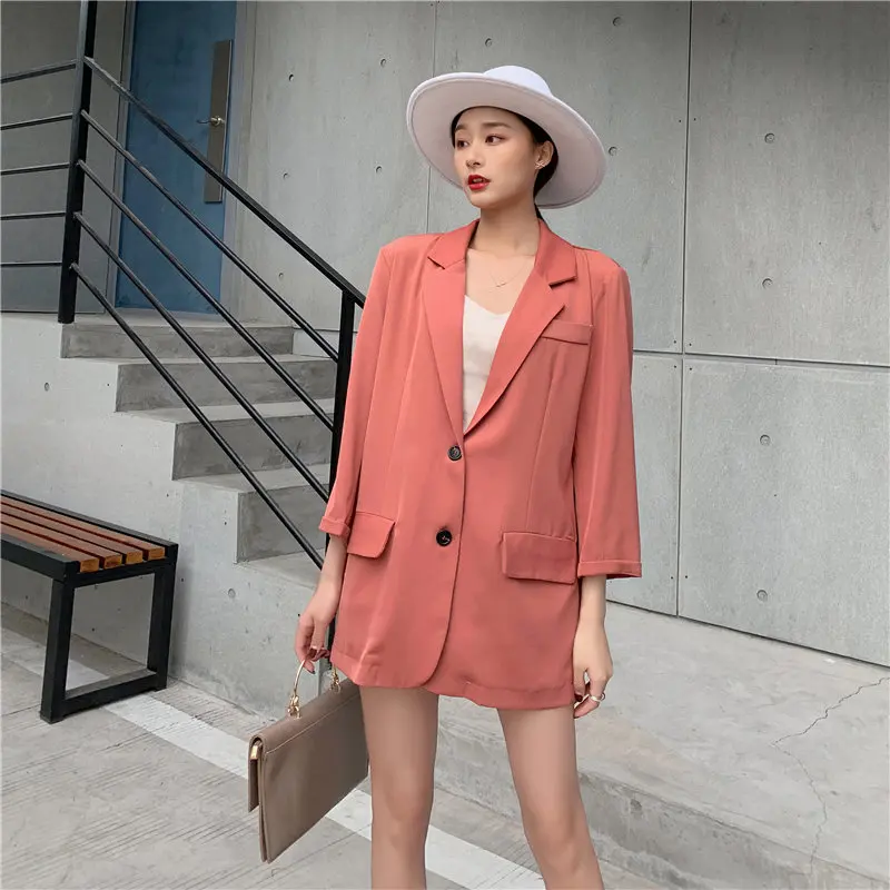 

Chic Stylish Summer Streetwear OL Casual Shirt+ Elastic Waist Wide Leg Shorts Suits 2 Piece Sets Hot Women Solid Office Lady