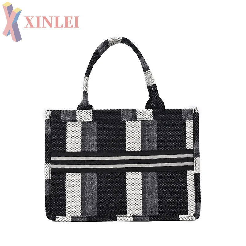 Новая Стильная городская простая модная вместительная полосатая Женская