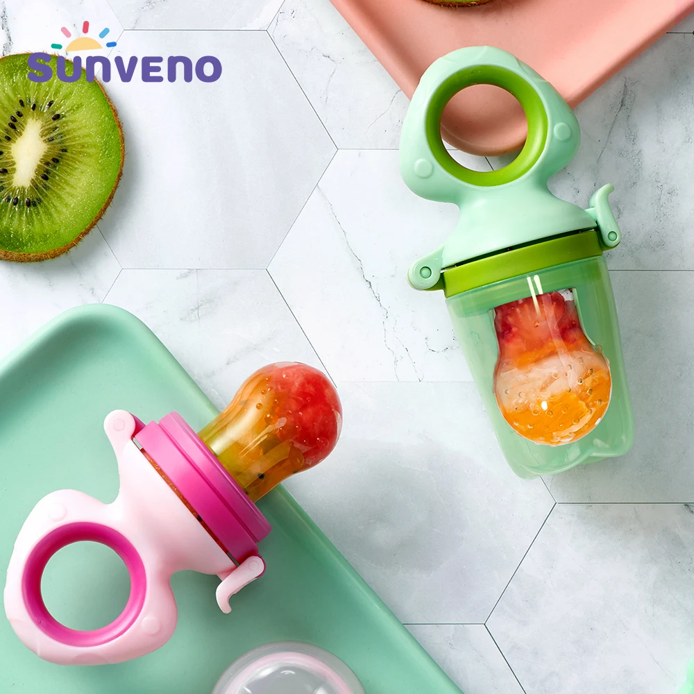 

Sunveno Baby food feeder fruit pacifier Training Massaging Toy Teether Food Grade Silicone Safe BPA-Free Toddlers Infants Kids