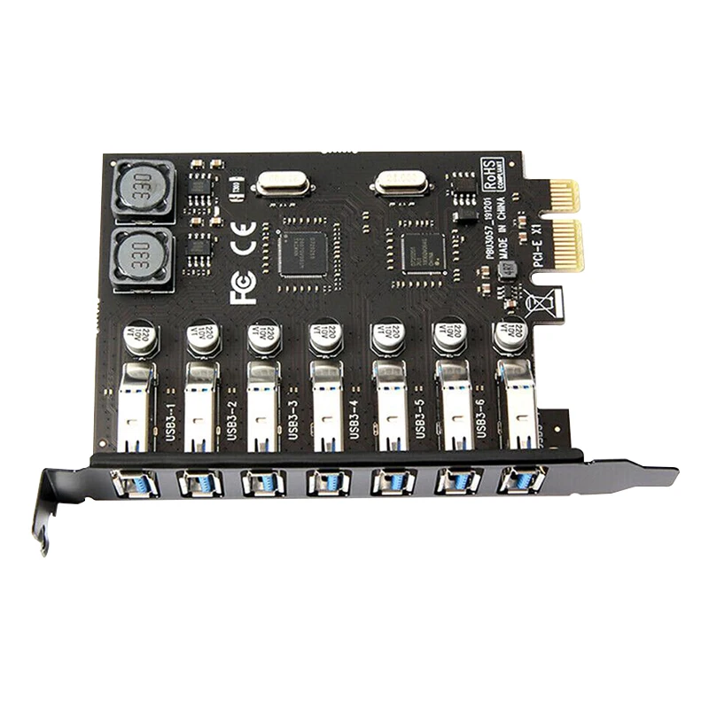 PCIE к USB 3 0 Адаптерная карта супер скорость 7 портов PCI-E Настольная компьютерная