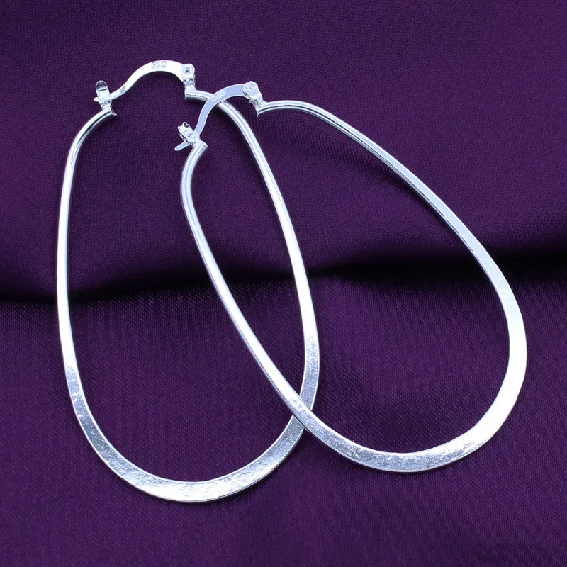 

925 Sterling Silver Jewelry Flat U Shape Earrings Woman's Classic Clothes With Gifts ES136