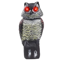 360 degree shaking head owl garden ornaments lighting owl decoy statue large scarecrow garden decoration accessories