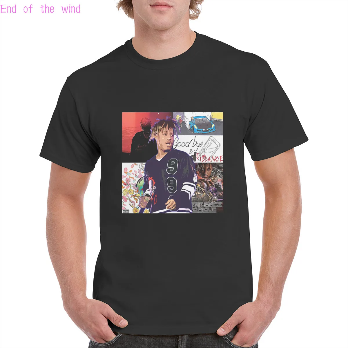

Juice Wrld t shirt 100% Cotton Harajuku Streetwear Top Oversized Hip Hop Rapper 999 Black T-Shirts Female/Man
