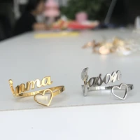 personalized rings for women stainless steel love heart name letter ring 2022 trend custom couple wedding jewelry anillos mujer