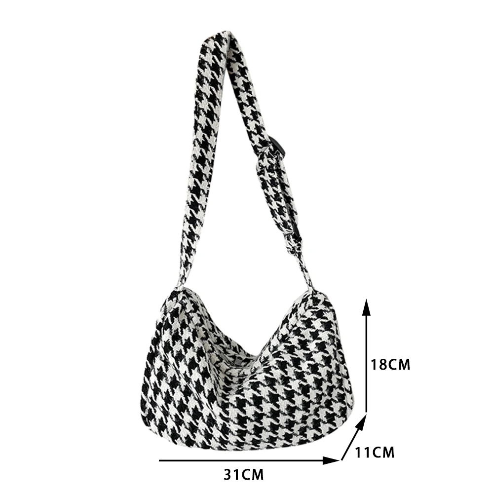 

Canvas Crossbody Bags Chest Bag Female Simple Small Houndstooth Summer Lady Shoulder Totes for Women 2020 Trend