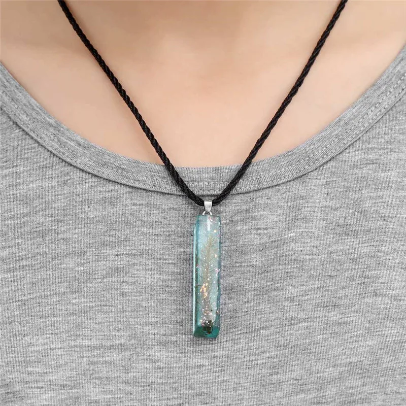 Ожерелье с подвеской в полоску сушеный цветок настоящий сухой ожерелье веревкой