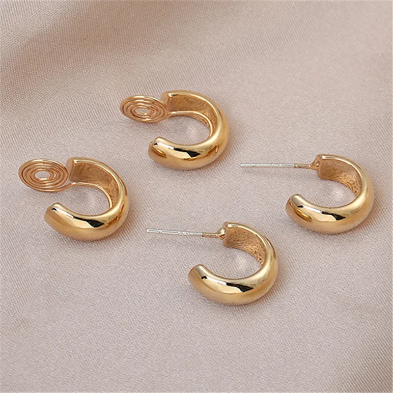 

Kshmir Clip earrings without earhole earrings simple temperament metal earrings small earring circle retro jewelry gifts 2021