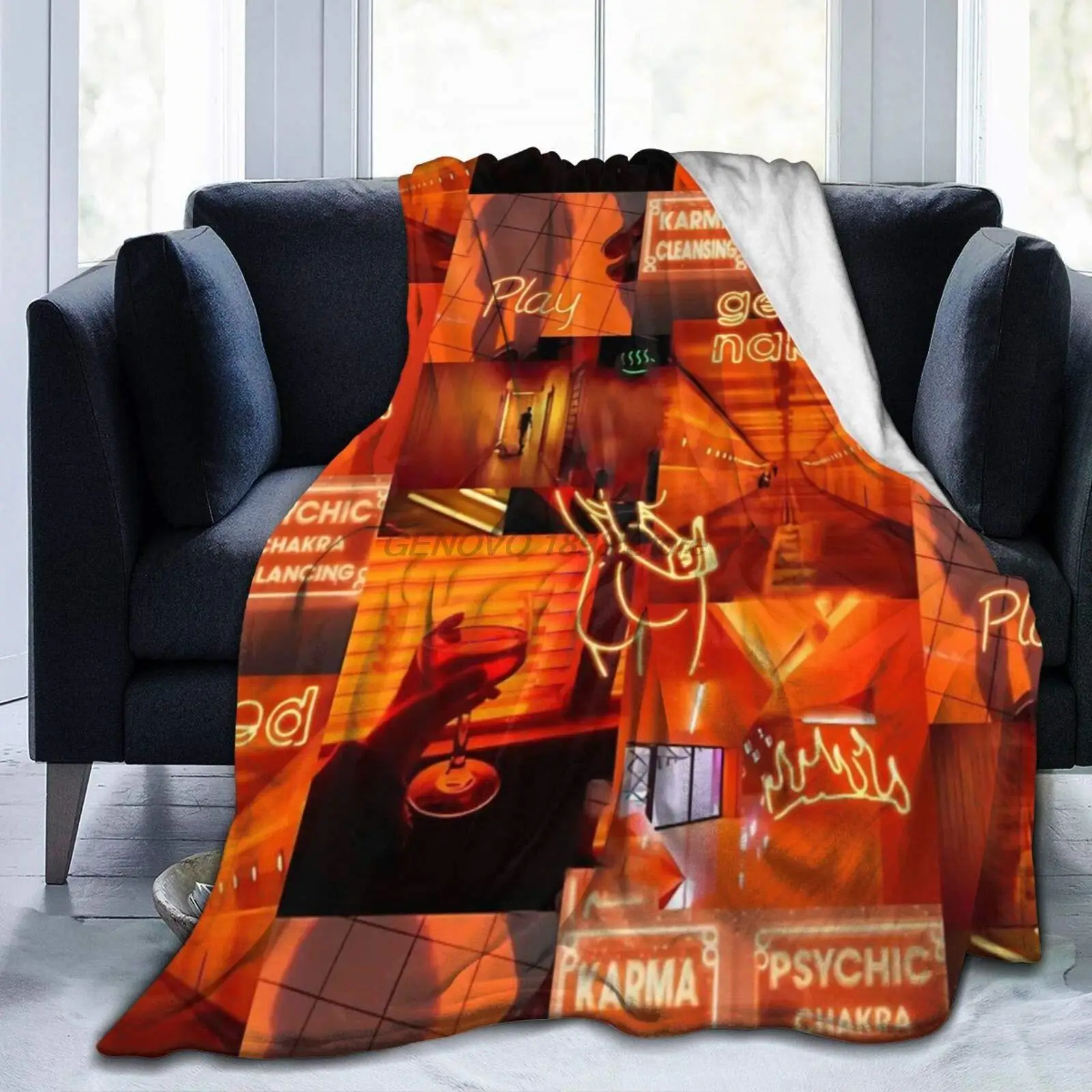 

Neon Orange Lights Collage Bed Blanket for Couch/Living Room/Warm Winter Cozy Plush Throw Blankets for Adults Or Kids 80 X
