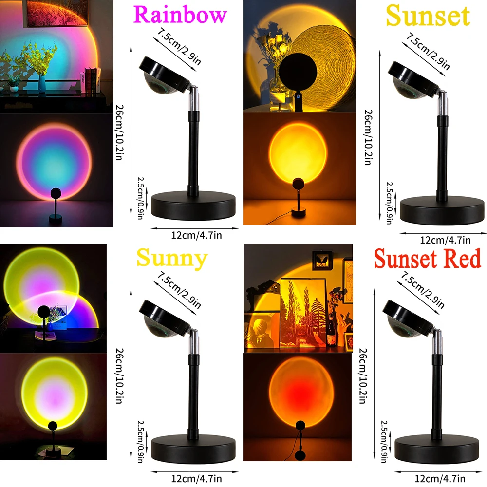 

Sunset Projection Aesthetic Lamp USB Led Night Light Wall Lamp Photography Background for Home Living Room Bedroom Decoration