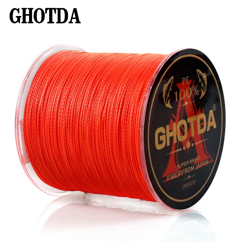 Плетеная леска GHOTDA 4 нити оранжевые 300 м 500 1000 шнур linha multifilamento плетения для