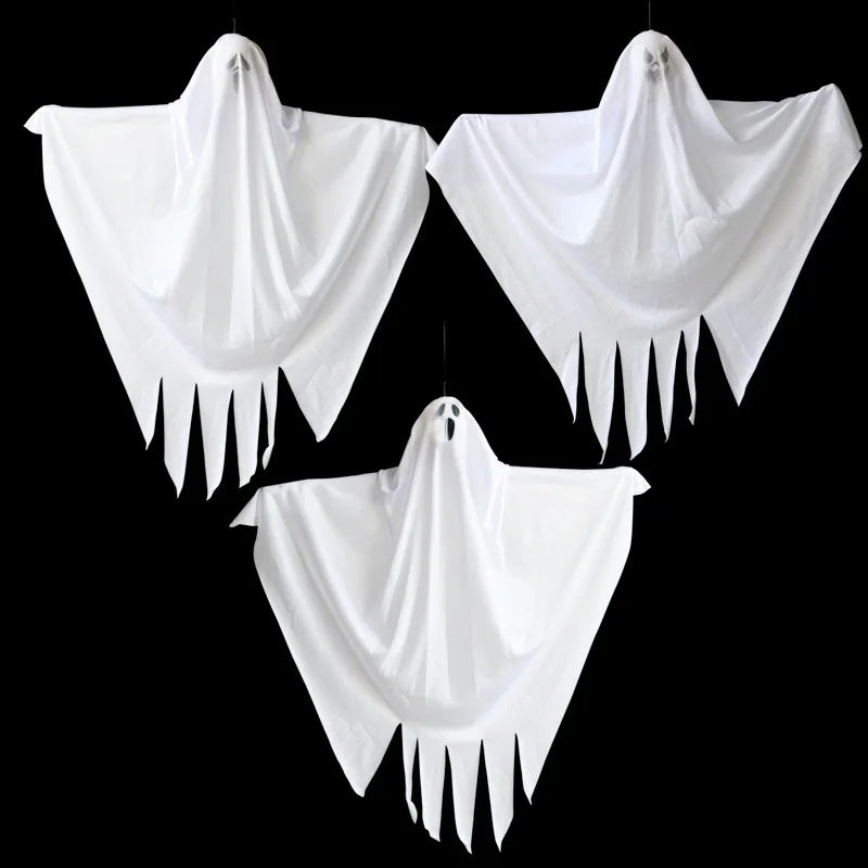

1pc 55*28cm White Hanging Ghost Halloowen Decoration Hanging Specter Party Ornament Pendant Props Haunted House Bar Home Garden
