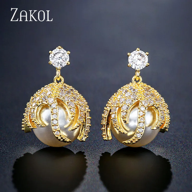 ZAKOL новые корейские Роскошные висячие серьги с фианитом для женщин модные