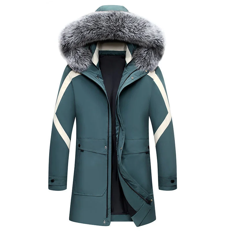 

New special winter thickened down jacket men's medium and long hair collar hooded cold proof duck down outdoor men's jacket