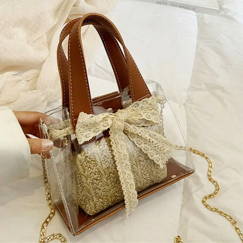 

Fashion Women Clear Bag Totes Transparent PVC Handbag Shoulder Bag Beach Bags Clutch Purse /BY