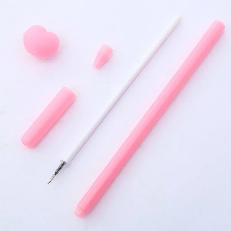 Korean Pink Heart Gel Pen Beautiful Kawaii Cute Fluffy Ballpoint Stationary For School Office Writing Supplies Stationery Thing |