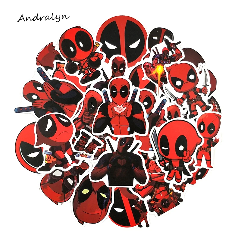 35 шт./компл. наклейки Deadpool наклейки Marvel для катания на скейтборде мотоцикл Чемодан ноутбук Тетрадь игрушка классная домашнего декора