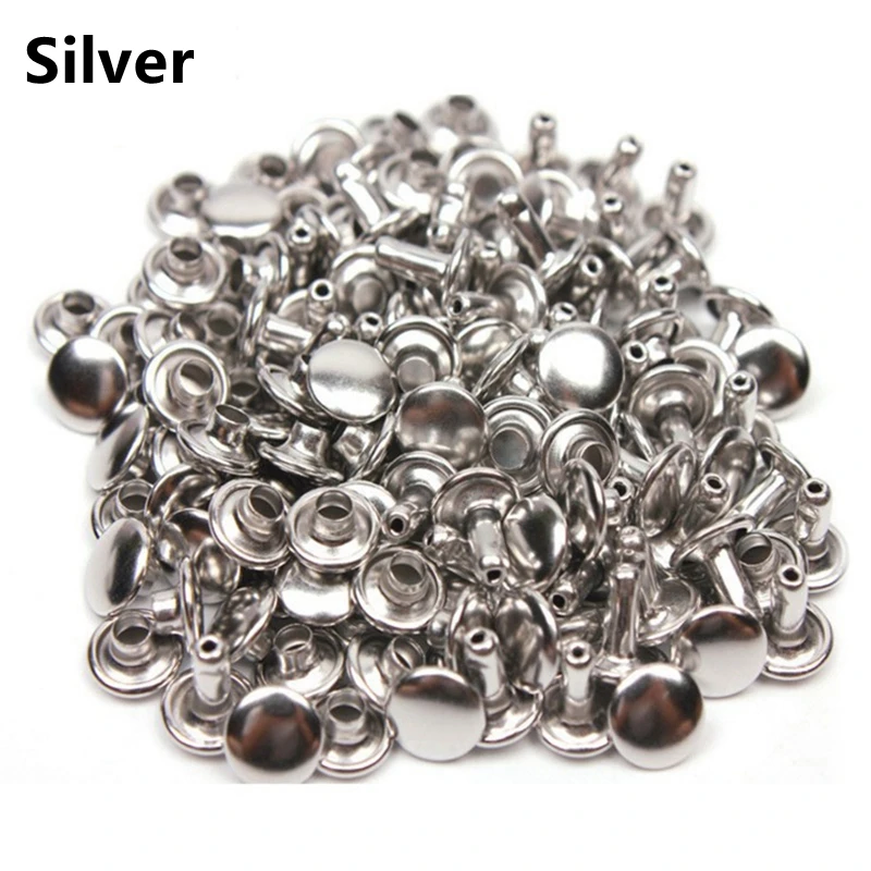 Silver Круглая двухсторонняя Кепка с заклепками для сумки, шляпы, обуви, одежды, джинсов, кожаный чокер украшения для самодельного изготовления аксессуаров - Цвет: Silver
