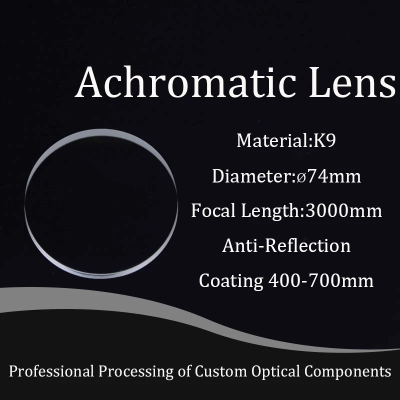 Ахроматическая цементированная выпуклая линза диаметр 74 мм фокусное расстояние