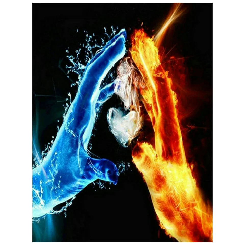 

NEW Hands Diamond Embroidery Flame Love Full Round/Square AB Painting Cross Stitch Mosaic Pictures Decor Gift
