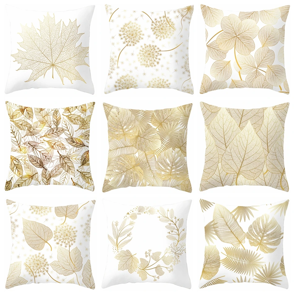 Наволочка с золотыми листьями высокое качество наволочки из полиэфирной ткани