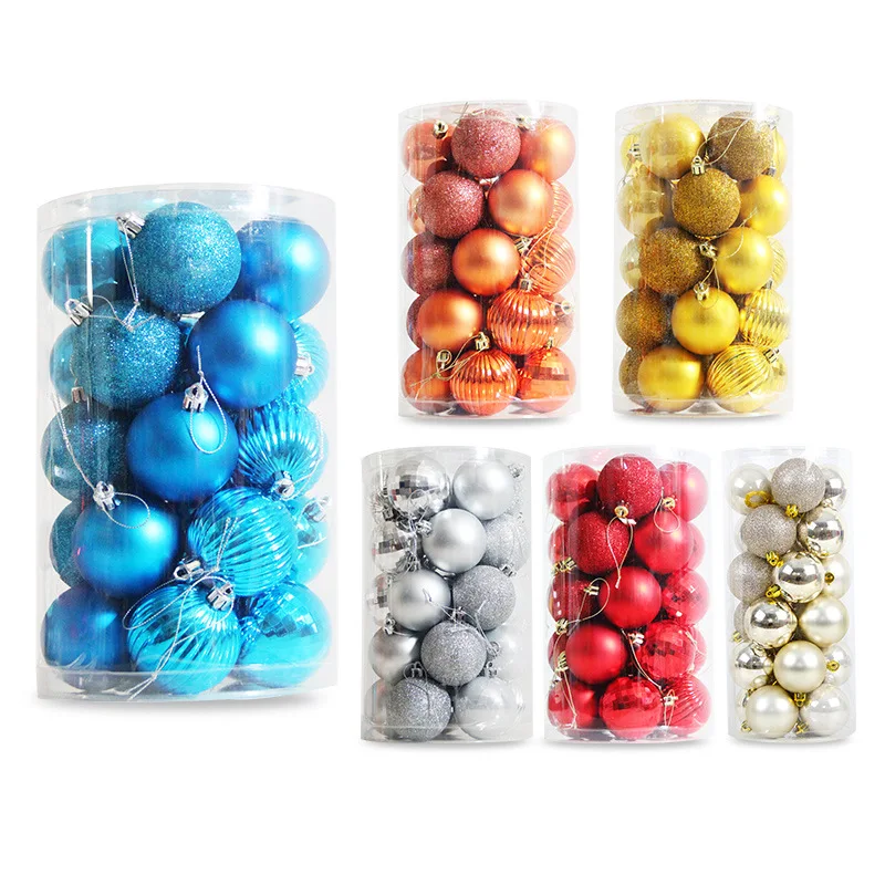

Christmas ball decorations 24pcs/bucket Christmas party decoration ball Christmas tree hanging pendant supplies colorful