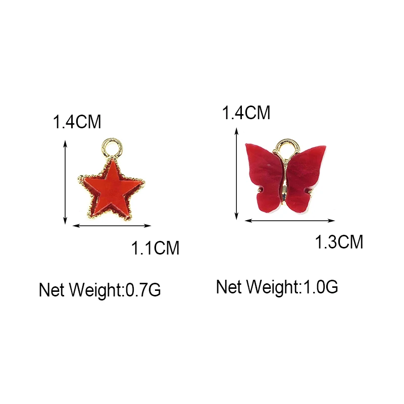 

10Pcs/lot Multicolor Acrylic Mixed Butterfly Stars Charms Pendant For Earrings Necklace Making Crafts Jewellery DIY Components